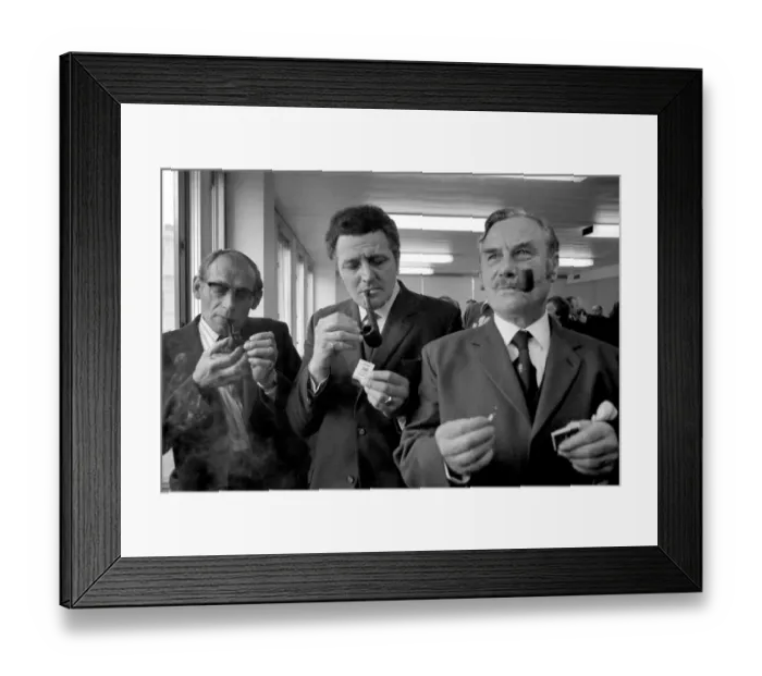 Framed Print : British National Pipe Smoking Championships: L-R: Donald Farndon (3rd place) Framed Print : British National Pipe Smoking Championships: L-R: Donald Farndon (3rd place)