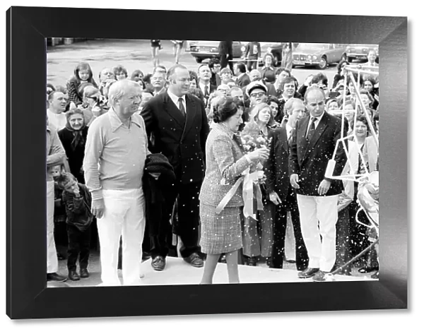 Former Conservative Prime Minister Edward Heath and partner at launching of his new yacht