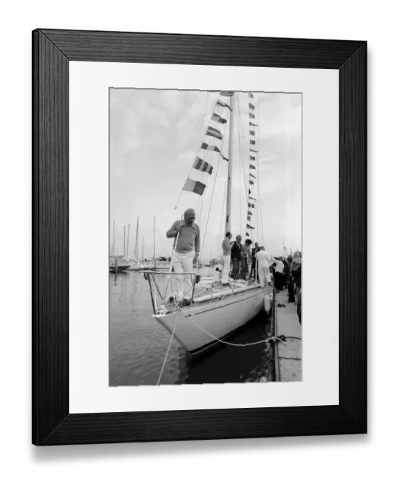 Framed Print : Former Conservative Prime Minister Edward Heath at launching of a new yacht Framed Print : Former Conservative Prime Minister Edward Heath at launching of a new yacht