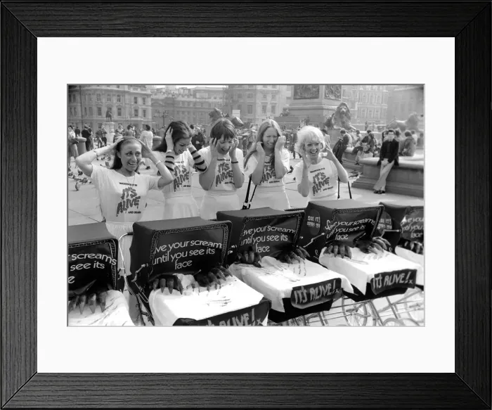 Framed Print : Six young ladies pushing prams on a sunny day in Trafalgar Square Framed Print : Six young ladies pushing prams on a sunny day in Trafalgar Square