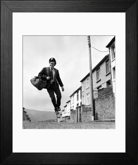 Framed Print : Postman Mr. Fred Henderson in happy mood as he delivers his mail. April 1975 Framed Print : Postman Mr. Fred Henderson in happy mood as he delivers his mail. April 1975