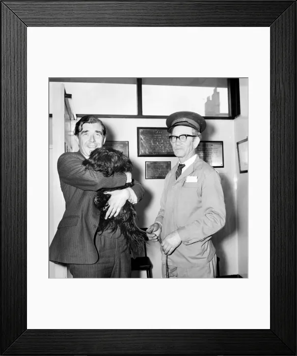Framed Print : Mr Frank Dawson and dog. May 1975 Framed Print : Mr Frank Dawson and dog. May 1975