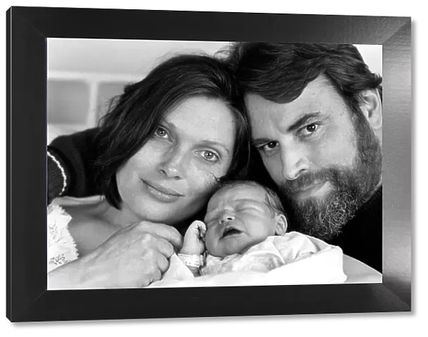 Actor Brian Blessed with wife and new baby. April 1975
