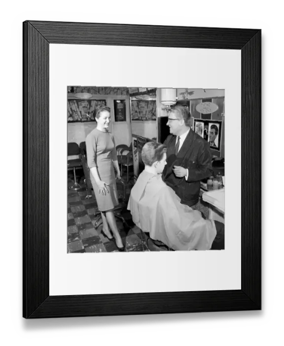Framed Print : Something for the weekend? Girl model who works in mens hairdressers