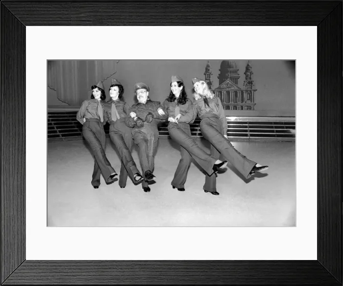 Framed Print : Comedy actor Arthur Lowe of Dads Army dancing with girls Framed Print : Comedy actor Arthur Lowe of Dads Army dancing with girls