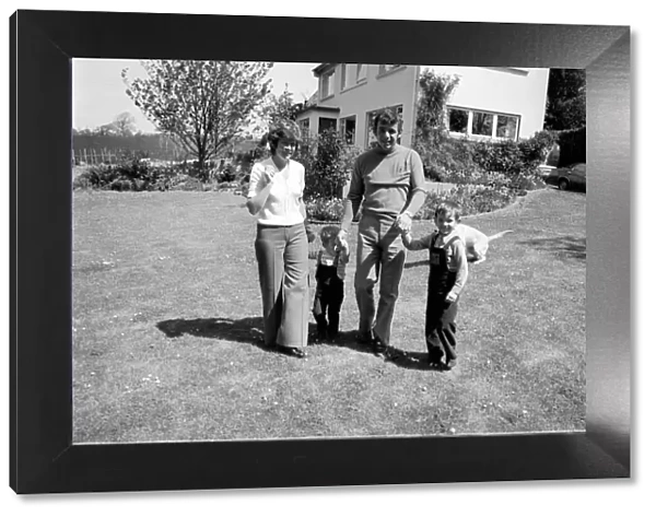 British golfer Tony Jacklin at home with his wife and children May 1975