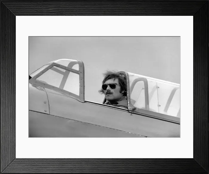 Framed Print : A pilot in his plane on the runway at Biggin Hill during the airshow. May 1975