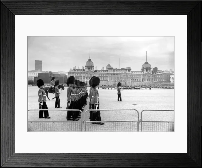Framed Print : Rehearsal of the trooping of the colour ceremony. May 1975 Framed Print : Rehearsal of the trooping of the colour ceremony. May 1975