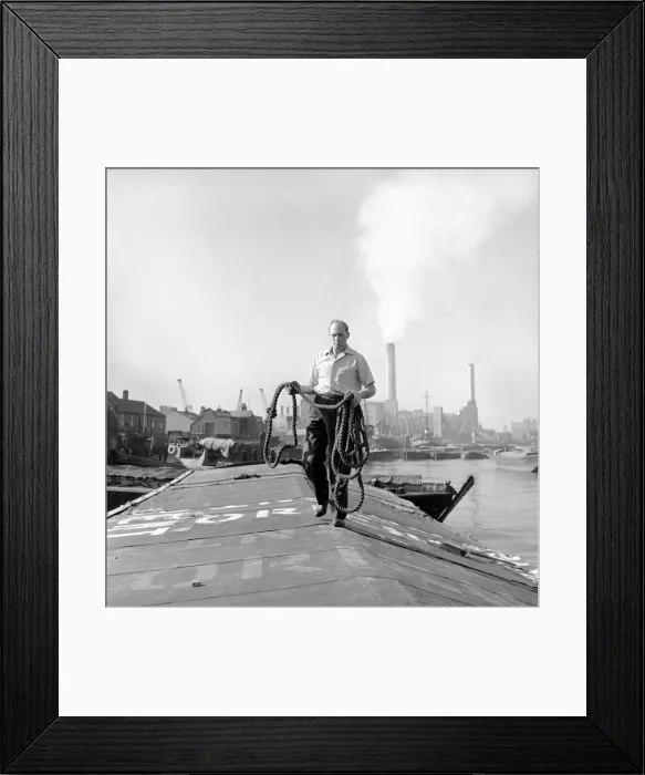 Framed Print : Thames barge man Ernest Murray seen here at work on the river. Circa 1960 Framed Print : Thames barge man Ernest Murray seen here at work on the river. Circa 1960
