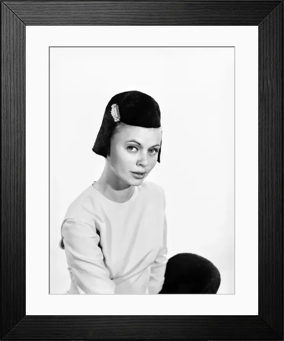 Framed Print : Model Uschi Bernell wearing wig hat. Circa 1959 Framed Print : Model Uschi Bernell wearing wig hat. Circa 1959
