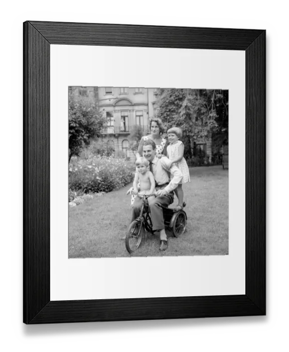 Framed Print : BBC Announcer Alexander McIntosh seen here at home with his wife and children. Circa 1957