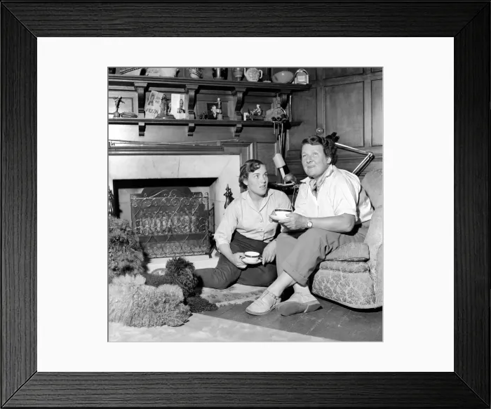 Framed Print : Mrs. Moss seen here with her dogs. 1954 A145b-002 Framed Print : Mrs. Moss seen here with her dogs. 1954 A145b-002