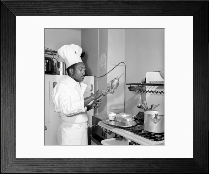 Framed Print : The Chef at the Romains Buttery seen here in the kitchen preparing meals that are ordered Framed Print : The Chef at the Romains Buttery seen here in the kitchen preparing meals that are ordered