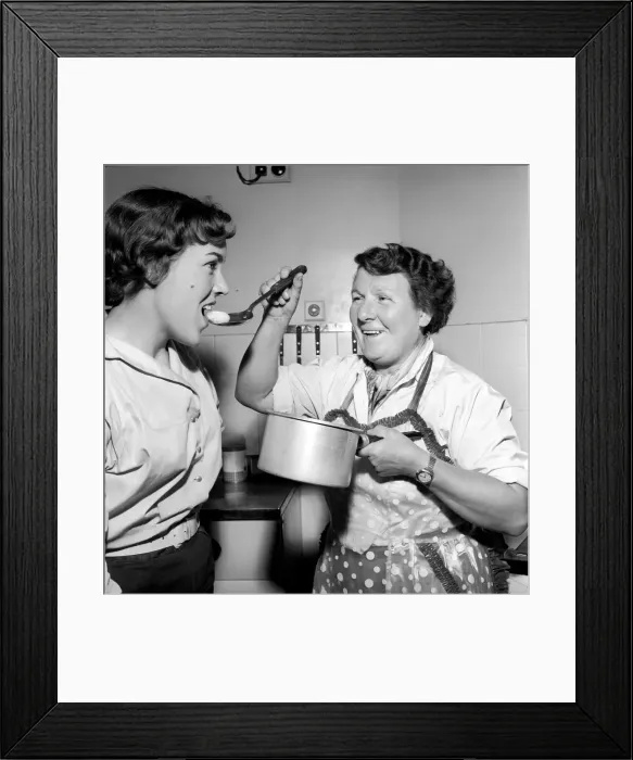 Framed Print : Mrs. Moss in the kitchen cooking. 1954 A145c-001 Framed Print : Mrs. Moss in the kitchen cooking. 1954 A145c-001