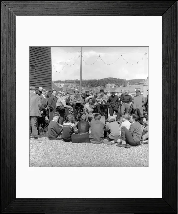 Framed Print : Les Hobeaux Skiffle group seen here performing on the sea front a Hastings. May 1957 Framed Print : Les Hobeaux Skiffle group seen here performing on the sea front a Hastings. May 1957