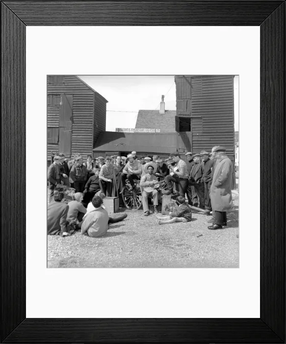 Framed Print : Les Hobeaux Skiffle group seen here performing on the sea front a Hastings. May 1957 Framed Print : Les Hobeaux Skiffle group seen here performing on the sea front a Hastings. May 1957