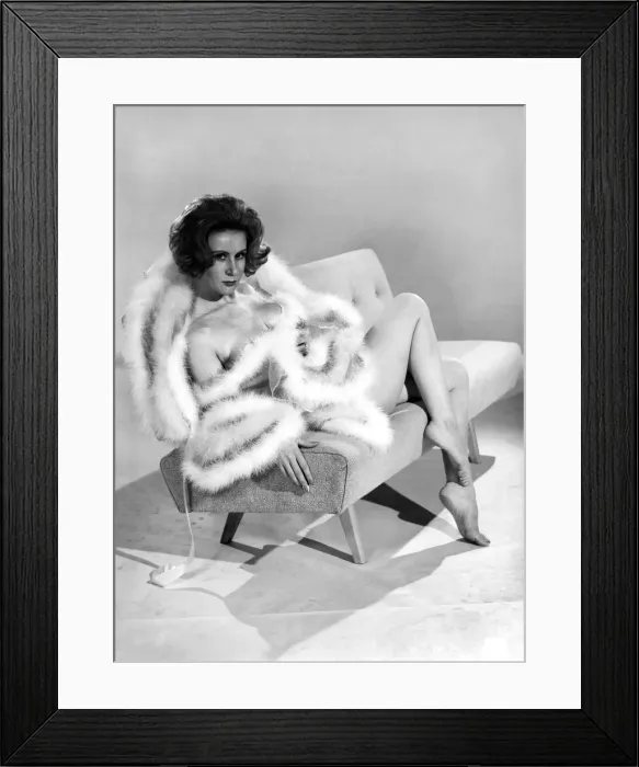 Framed Print : Model Rita Royce wearing marabou fur trimmed nightie. December 1963 Framed Print : Model Rita Royce wearing marabou fur trimmed nightie. December 1963