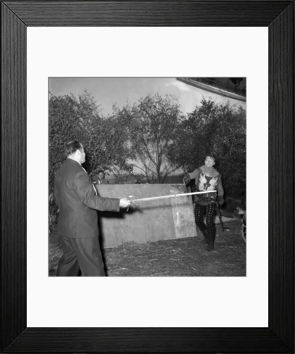 Framed Print : On set with the cast of the television series The Adventures of Sir Lancelot