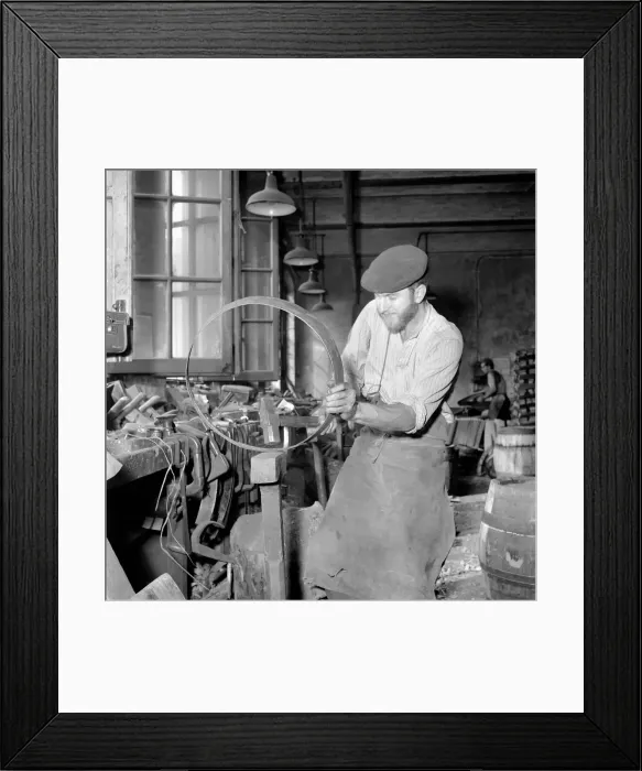 Framed Print : Coopers making beer barrels at the Whitbread brewery. October 1958