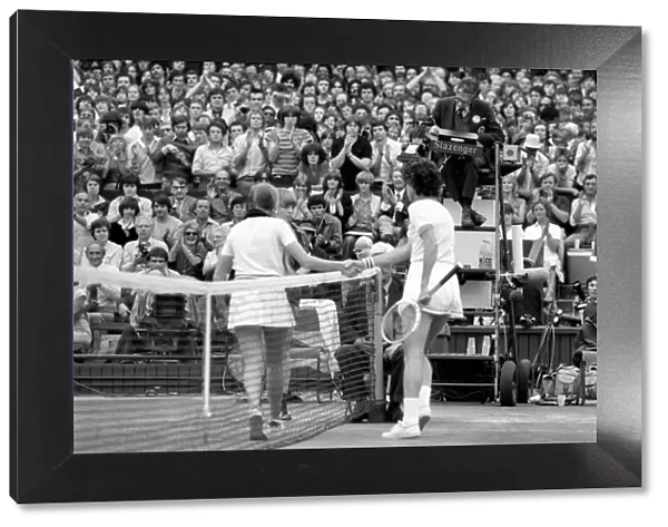 Wimbledon 1980 7th day. Wade vss Jaeger on the Centre court today. June 1980 80-3384-024