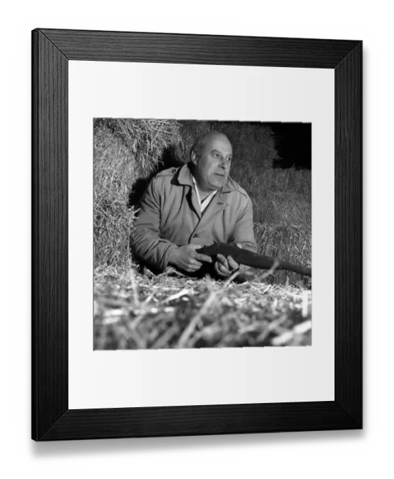 Framed Print : Man with Shotgun: Gerald Hall marksman seen here track down the Godalming Puma Framed Print : Man with Shotgun: Gerald Hall marksman seen here track down the Godalming Puma