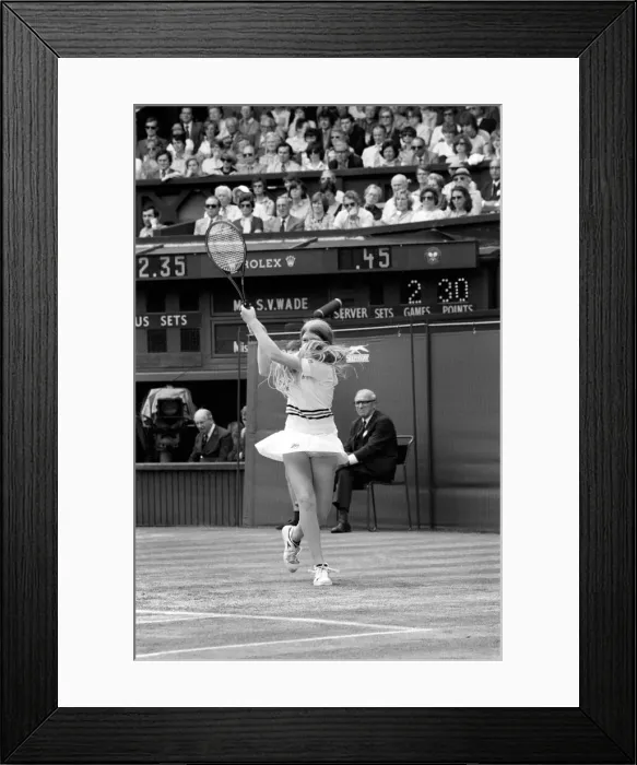 Framed Print : Wimbledon 1980 7th day. Wade vs. Jaeger on the Centre court today. June 1980 80-3384-058