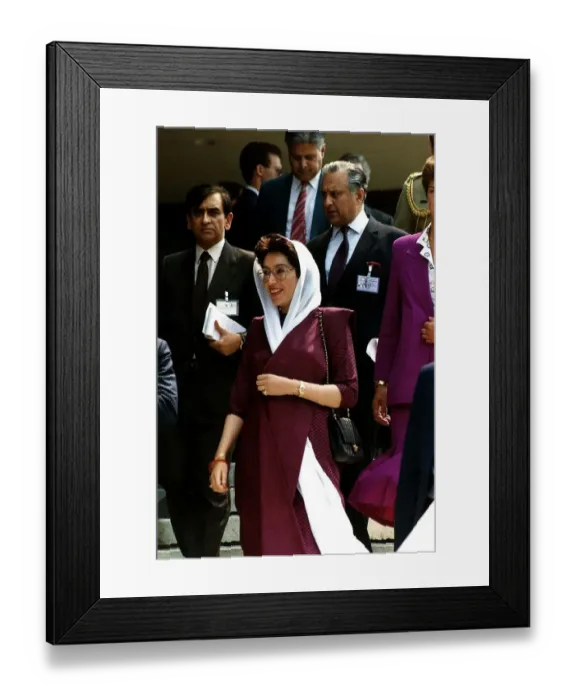Framed Print : Benazir Bhutto Prime Minister of Pakistan. July 1989 Framed Print : Benazir Bhutto Prime Minister of Pakistan. July 1989
