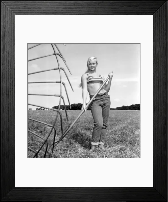 Framed Print : Model Maja Hafernik seen here working on the farm. 1965 E504-012 Framed Print : Model Maja Hafernik seen here working on the farm. 1965 E504-012