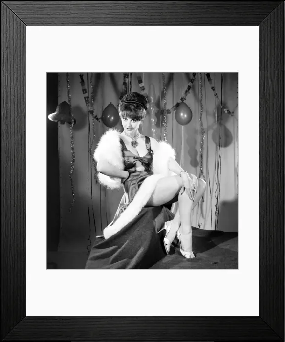Framed Print : Model Kim Tracy seen here dressed for the office Christmas Party. 1960 E479-002