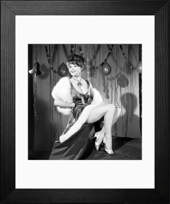 Framed Print : Model Kim Tracy seen here dressed for the office Christmas Party. 1960 E479-005