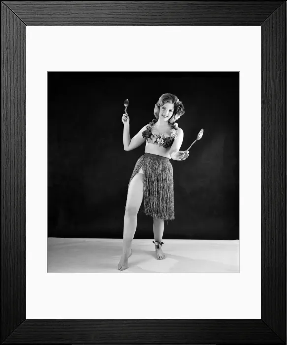 Framed Print : Hula girl costume modelled by Peggy Cage. E500-010 Framed Print : Hula girl costume modelled by Peggy Cage. E500-010