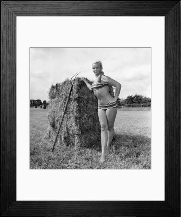 Framed Print : Model Maja Hafernik seen here working on the farm. 1965 E504-008 Framed Print : Model Maja Hafernik seen here working on the farm. 1965 E504-008