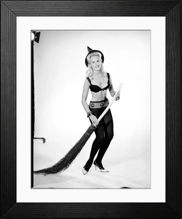 Framed Print : Model Brenda Bartlet dressed as a witch. October 1959 Framed Print : Model Brenda Bartlet dressed as a witch. October 1959