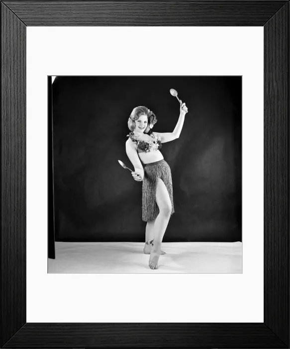 Framed Print : Hula girl costume modelled by Peggy Cage. E500-015 Framed Print : Hula girl costume modelled by Peggy Cage. E500-015