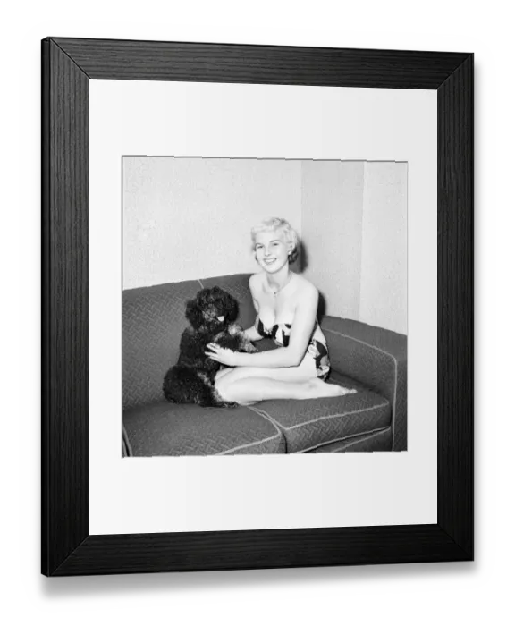 Framed Print : Pat Bolton seen here with her pet poodle dog. 1964 E298-007