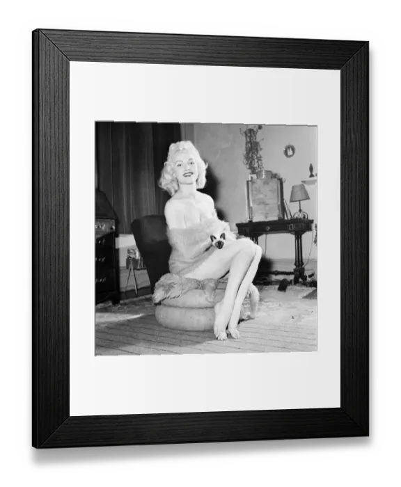 Framed Print : Model June Simpson seen here with her pet kitten. 1962 Framed Print : Model June Simpson seen here with her pet kitten. 1962