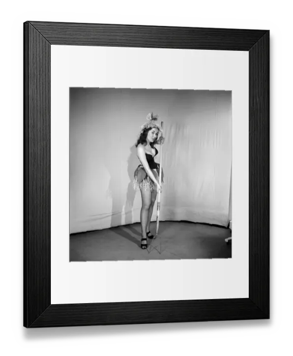 Framed Print : Woman wearing country yokel fancy dress. 1960 Framed Print : Woman wearing country yokel fancy dress. 1960