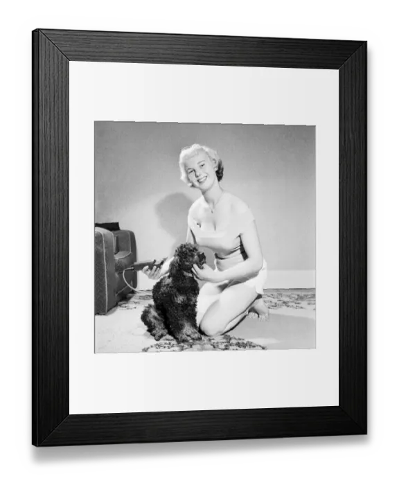 Framed Print : Pat Bolton seen here with her pet poodle dog. 1964 E298-012 Framed Print : Pat Bolton seen here with her pet poodle dog. 1964 E298-012