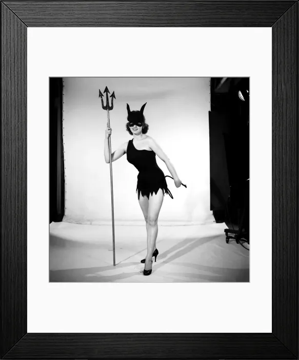 Framed Print : Model Jacqueline Durran dressed as a She Devil. June 1957 Framed Print : Model Jacqueline Durran dressed as a She Devil. June 1957