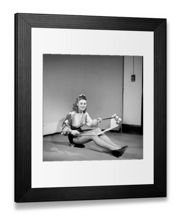 Framed Print : Woman wearing fancy dress jockey outfit. 1959