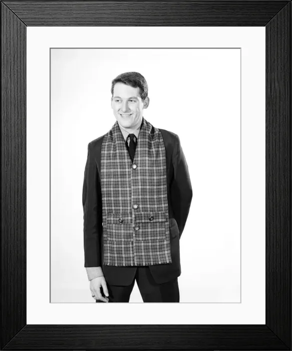 Framed Print : Clothing: Fashion: Menswear: Man wearing tartan muffler. Model: Michael Lester Framed Print : Clothing: Fashion: Menswear: Man wearing tartan muffler. Model: Michael Lester