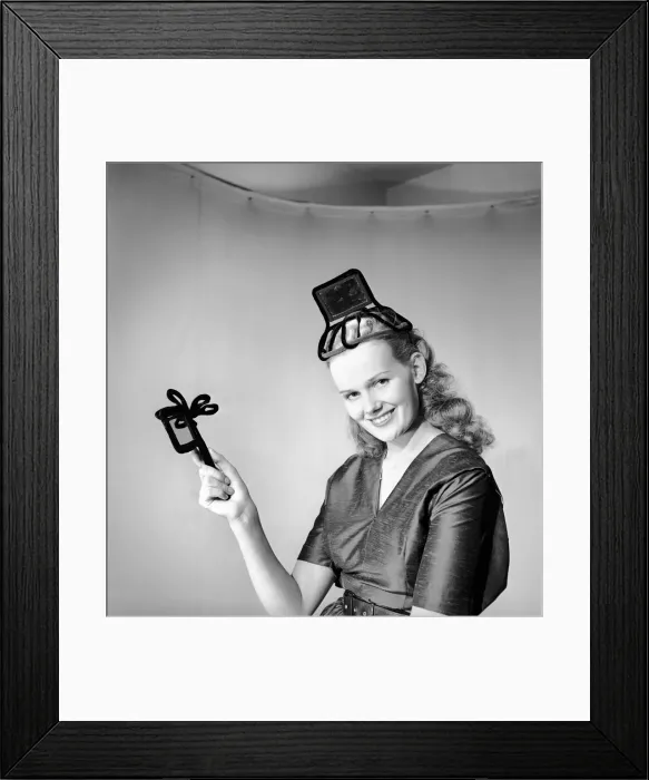 Framed Print : Model Hilda Moray wearing unusual Easter bonnet. March 1953 Framed Print : Model Hilda Moray wearing unusual Easter bonnet. March 1953