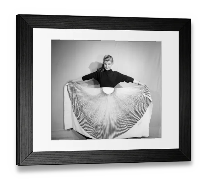 Framed Print : Clothing: Fashion: Skirts: Woman wearing pleated skirt. 1953 B127 Framed Print : Clothing: Fashion: Skirts: Woman wearing pleated skirt. 1953 B127