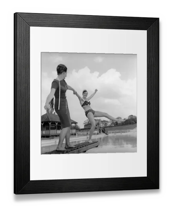 Framed Print : Judy Roberts who has an unusual job she is a swimming costume tester Framed Print : Judy Roberts who has an unusual job she is a swimming costume tester