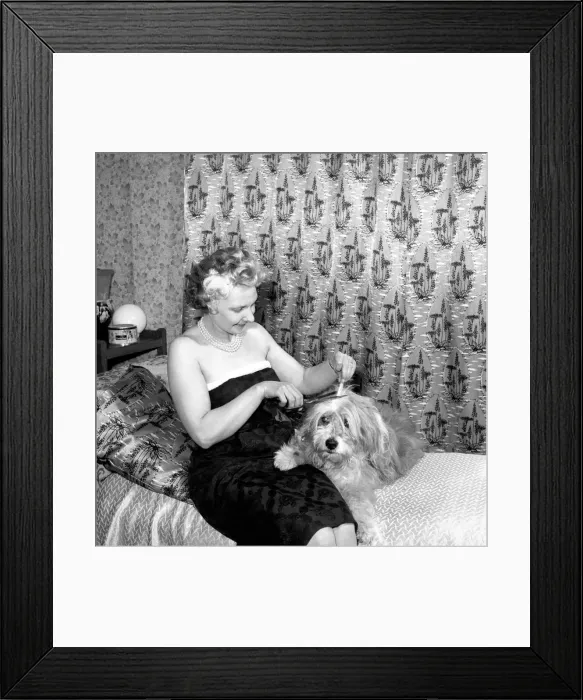 Framed Print : Woman with her dog: 1957 A674-012