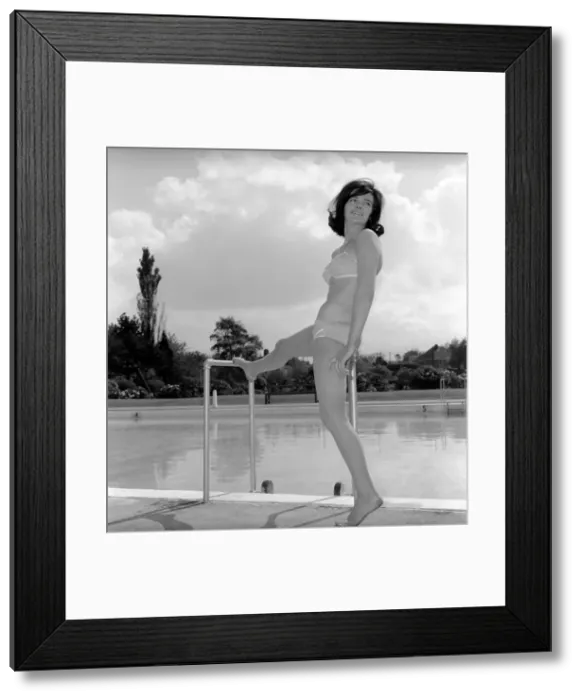 Framed Print : Judy Roberts who has an unusual job she is a swimming costume tester Framed Print : Judy Roberts who has an unusual job she is a swimming costume tester