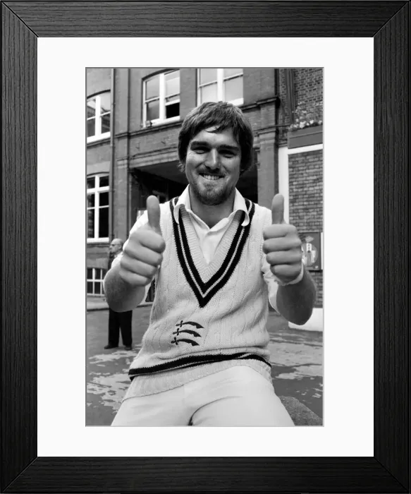 Framed Print : Cricketer Mike Gatting gives thumbs up. June 1980 Framed Print : Cricketer Mike Gatting gives thumbs up. June 1980