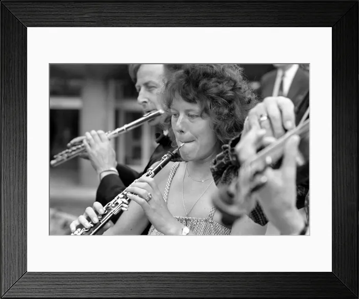 Framed Print : Members of the BBC Concert Orchestra perform for members of the public who were not able Framed Print : Members of the BBC Concert Orchestra perform for members of the public who were not able