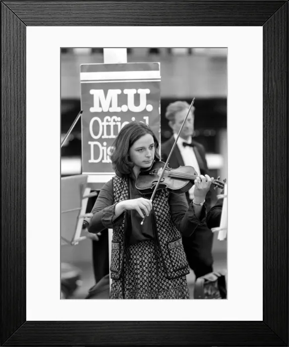 Framed Print : Members of the BBC Concert Orchestra perform for members of the public who were not able Framed Print : Members of the BBC Concert Orchestra perform for members of the public who were not able