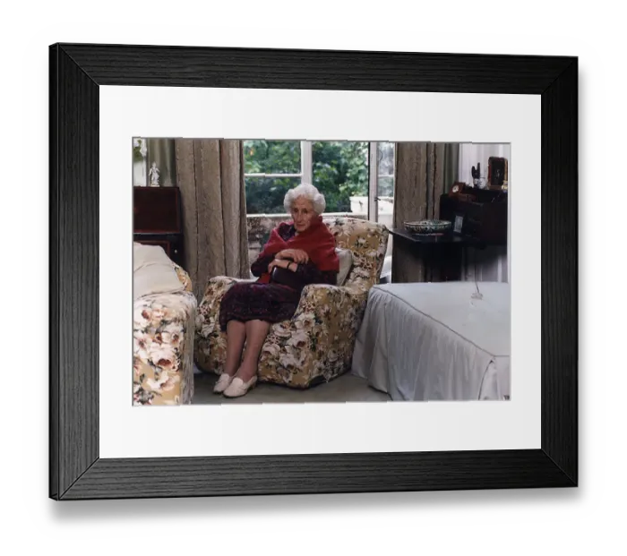 Framed Print : Old age Pensioners Old people Old lady looking worried in an old Peoples